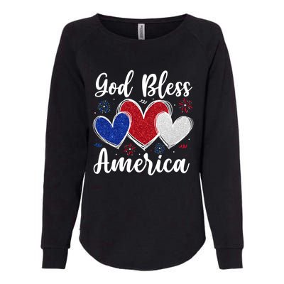 Patriotic Usa Flag Hearts For Christians God Bless America Gift Womens California Wash Sweatshirt