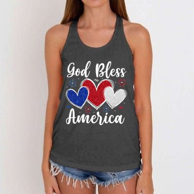 Patriotic Usa Flag Hearts For Christians God Bless America Gift Women's Knotted Racerback Tank