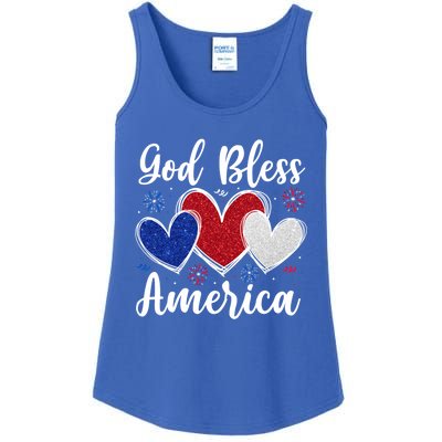 Patriotic Usa Flag Hearts For Christians God Bless America Gift Ladies Essential Tank