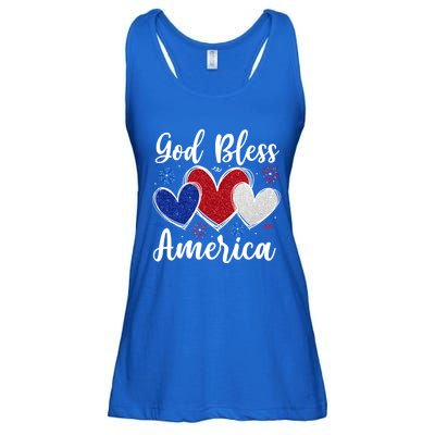 Patriotic Usa Flag Hearts For Christians God Bless America Gift Ladies Essential Flowy Tank