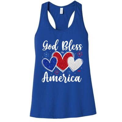 Patriotic Usa Flag Hearts For Christians God Bless America Gift Women's Racerback Tank