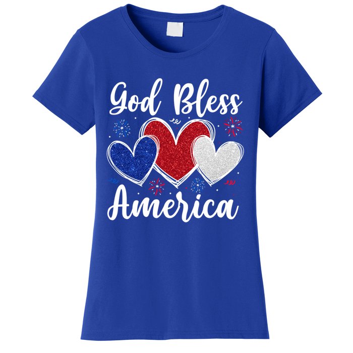 Patriotic Usa Flag Hearts For Christians God Bless America Gift Women's T-Shirt