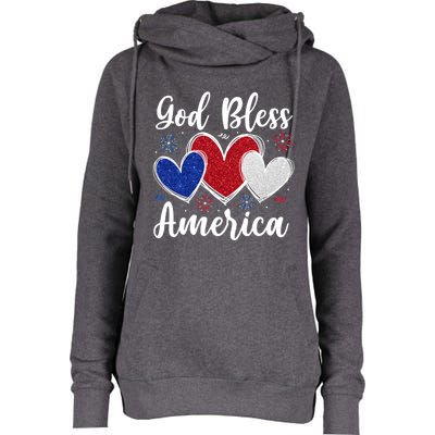 Patriotic Usa Flag Hearts For Christians God Bless America Gift Womens Funnel Neck Pullover Hood