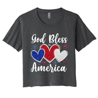 Patriotic Usa Flag Hearts For Christians God Bless America Gift Women's Crop Top Tee