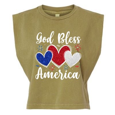 Patriotic Usa Flag Hearts For Christians God Bless America Gift Garment-Dyed Women's Muscle Tee