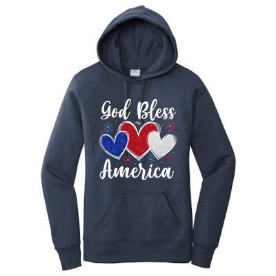 Patriotic Usa Flag Hearts For Christians God Bless America Gift Women's Pullover Hoodie