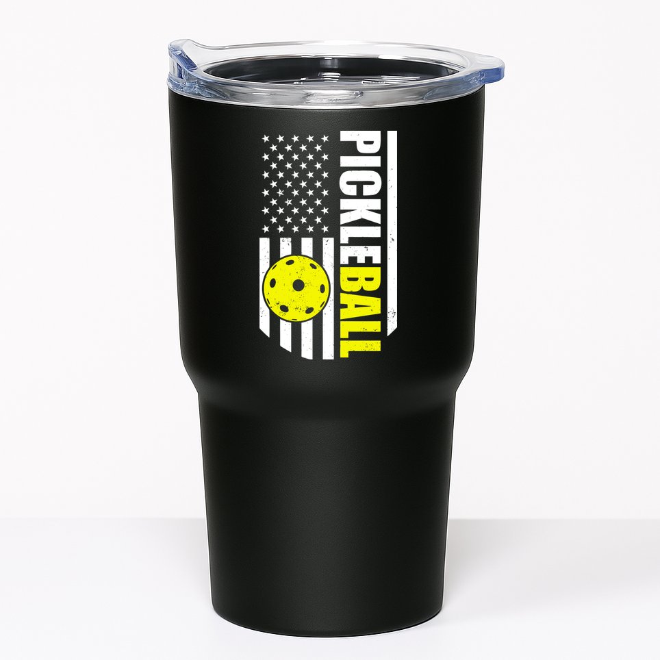 Pickleball USA Flag Love Playing Pickle Ball Tumbler