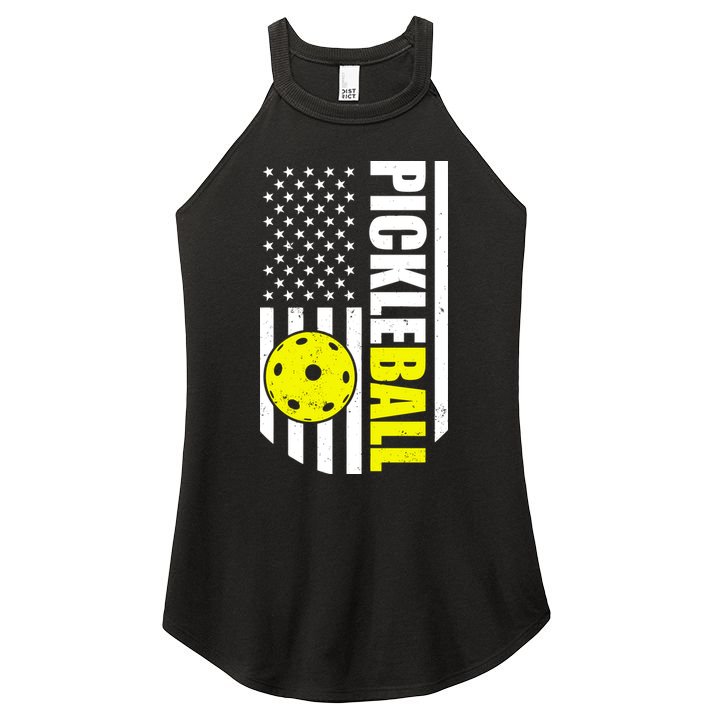Pickleball USA Flag Love Playing Pickle Ball Women's Perfect Tri Rocker Tank