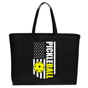 Pickleball USA Flag Love Playing Pickle Ball Cotton Canvas Jumbo Tote