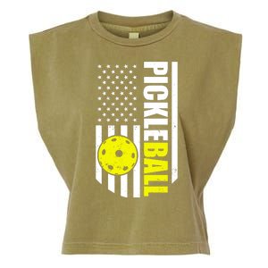 Pickleball USA Flag Love Playing Pickle Ball Garment-Dyed Women's Muscle Tee