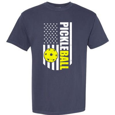 Pickleball USA Flag Love Playing Pickle Ball Garment-Dyed Heavyweight T-Shirt