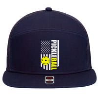Pickleball USA Flag Love Playing Pickle Ball 7 Panel Mesh Trucker Snapback Hat