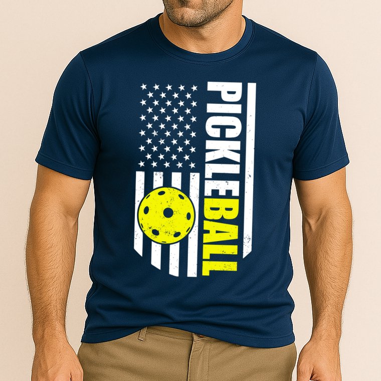 Pickleball USA Flag Love Playing Pickle Ball Cooling Performance Crew T-Shirt