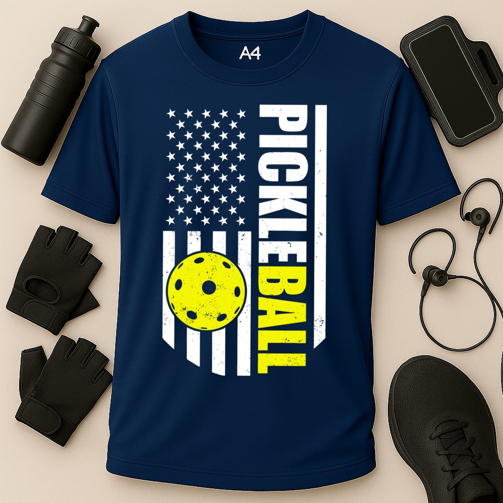 Pickleball USA Flag Love Playing Pickle Ball Cooling Performance Crew T-Shirt