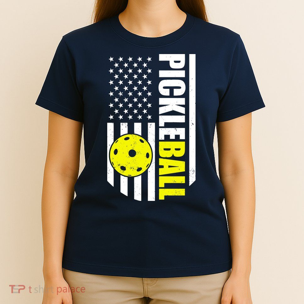 Pickleball USA Flag Love Playing Pickle Ball T-Shirt