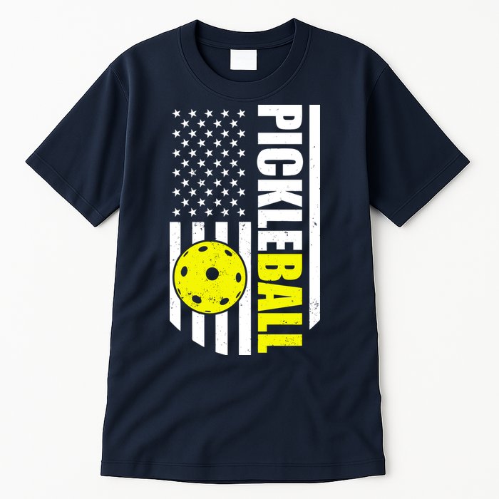 Pickleball USA Flag Love Playing Pickle Ball Tall T-Shirt
