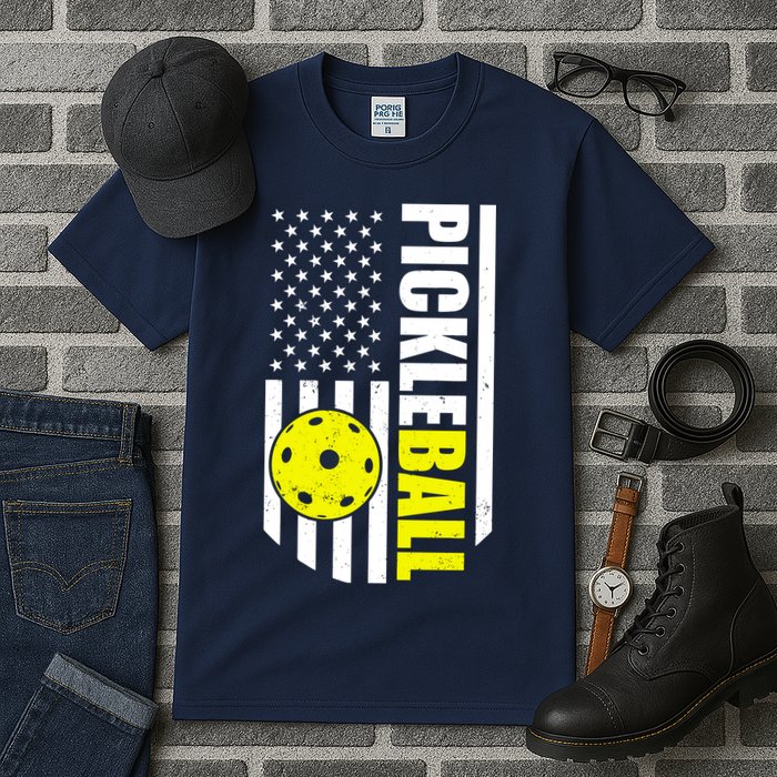 Pickleball USA Flag Love Playing Pickle Ball Tall T-Shirt
