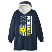 Pickleball USA Flag Love Playing Pickle Ball Hooded Wearable Blanket