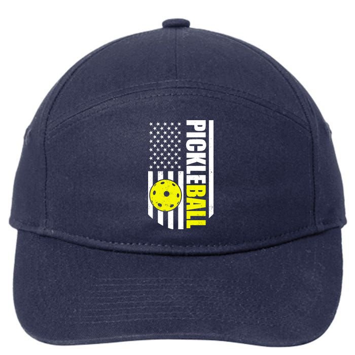 Pickleball USA Flag Love Playing Pickle Ball 7-Panel Snapback Hat