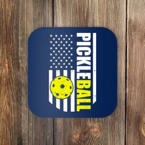 Pickleball USA Flag Love Playing Pickle Ball Coaster