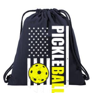 Pickleball USA Flag Love Playing Pickle Ball Drawstring Bag