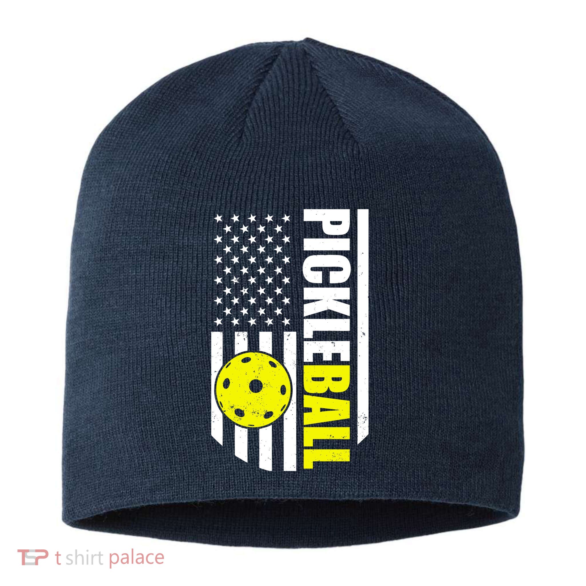 Pickleball USA Flag Love Playing Pickle Ball Sustainable Beanie