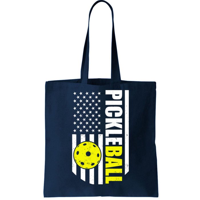 Pickleball USA Flag Love Playing Pickle Ball Tote Bag