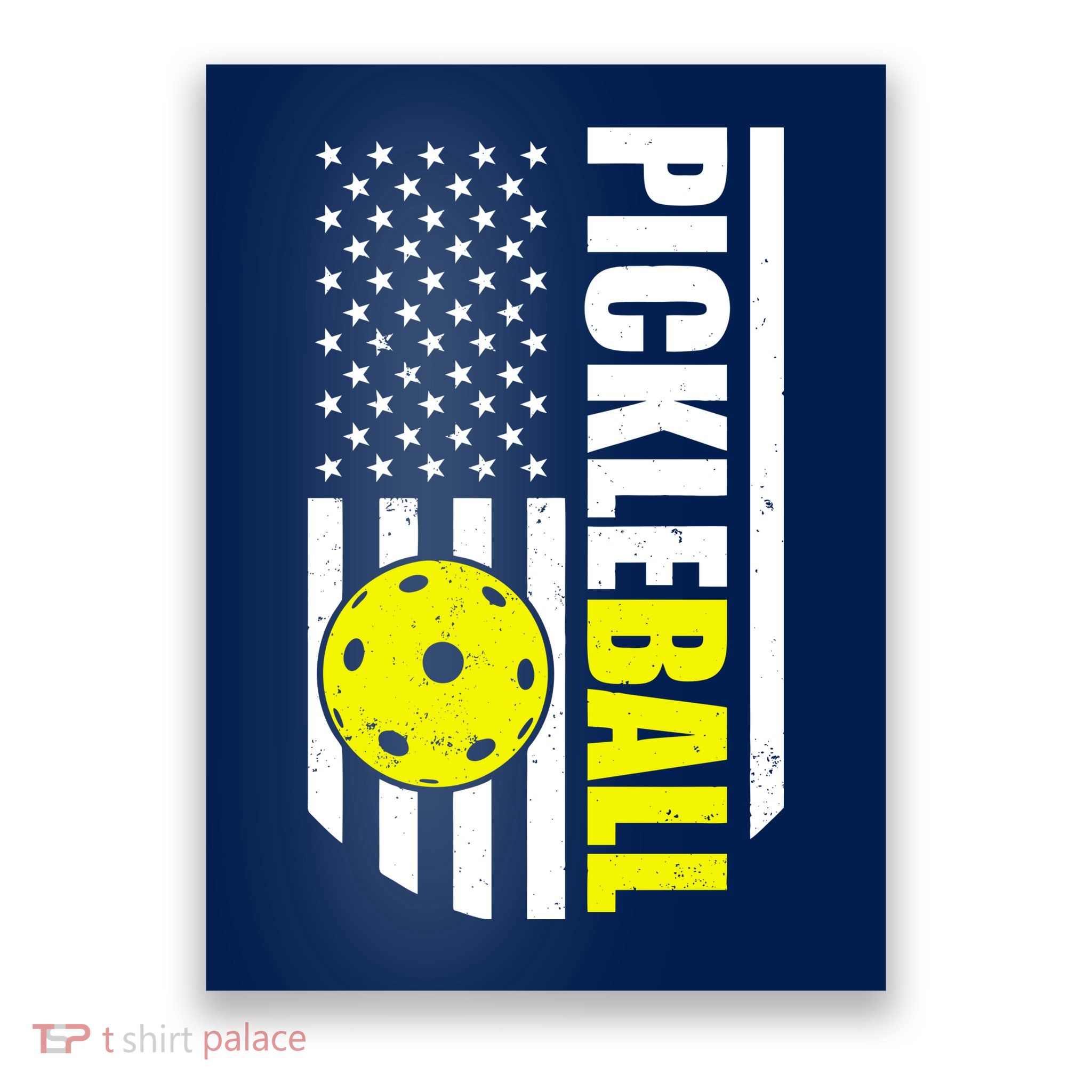 Pickleball USA Flag Love Playing Pickle Ball Poster