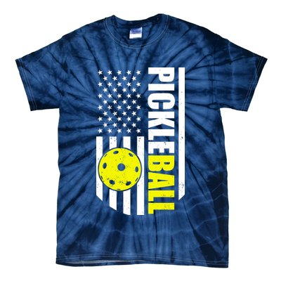 Pickleball USA Flag Love Playing Pickle Ball Tie-Dye T-Shirt