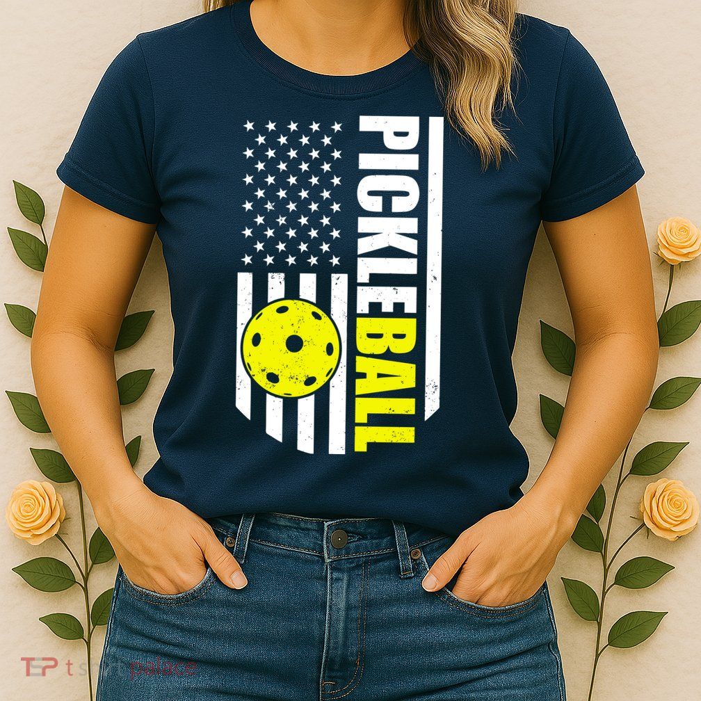 Pickleball USA Flag Love Playing Pickle Ball Women's T-Shirt