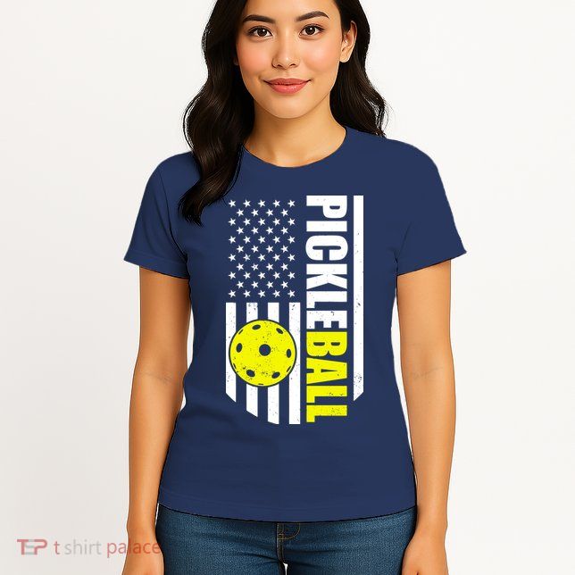 Pickleball USA Flag Love Playing Pickle Ball Women's T-Shirt