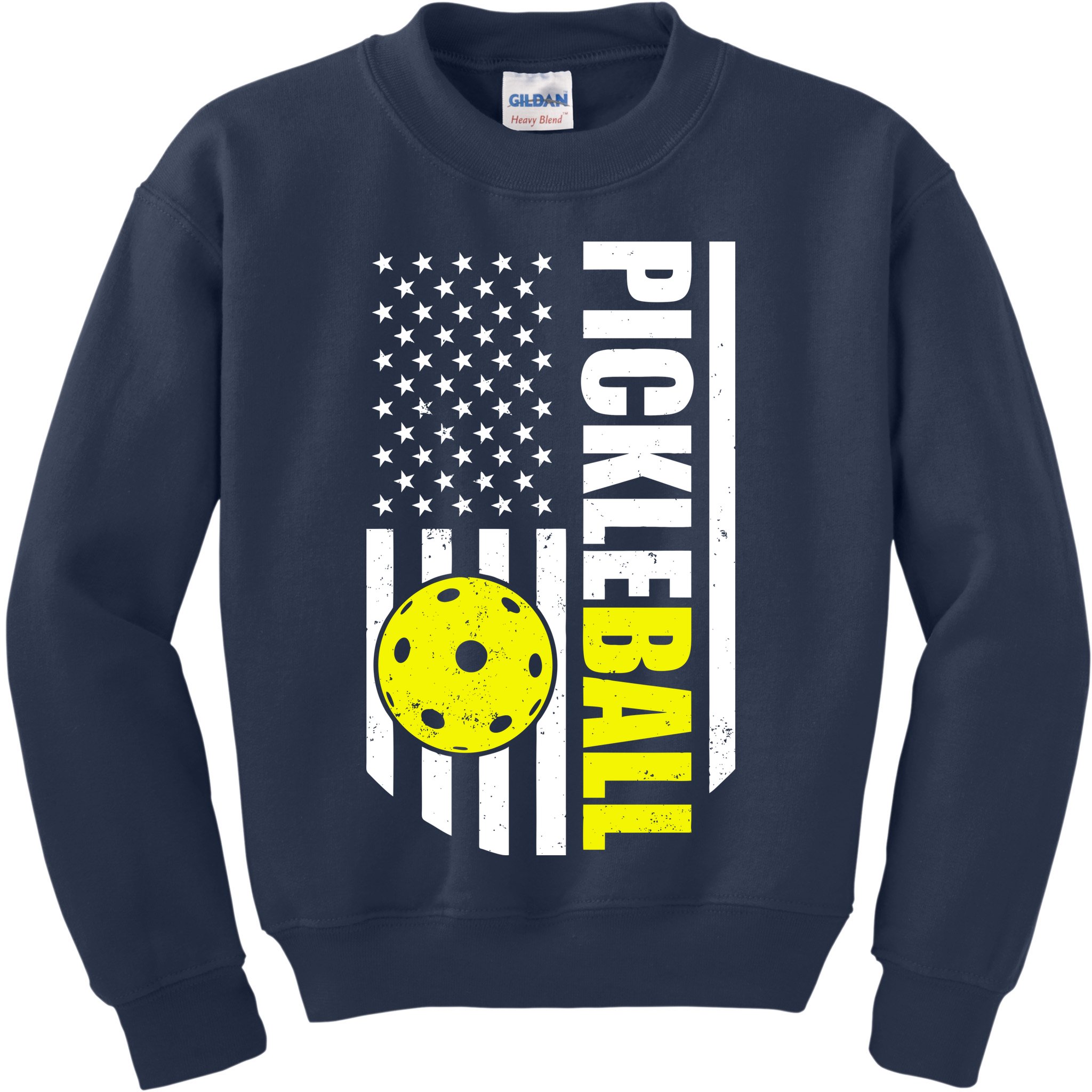 Pickleball USA Flag Love Playing Pickle Ball Kids Sweatshirt
