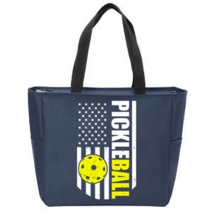 Pickleball USA Flag Love Playing Pickle Ball Zip Tote Bag