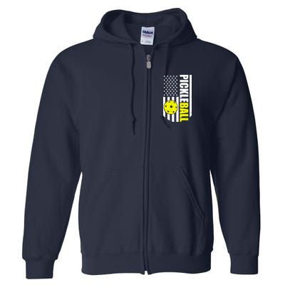 Pickleball USA Flag Love Playing Pickle Ball Full Zip Hoodie