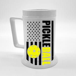 Pickleball USA Flag Love Playing Pickle Ball Beer Stein