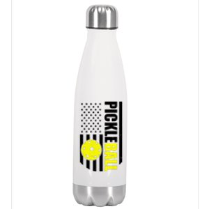 Pickleball USA Flag Love Playing Pickle Ball Stainless Steel Insulated Water Bottle