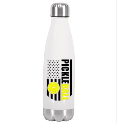 Pickleball USA Flag Love Playing Pickle Ball Stainless Steel Insulated Water Bottle