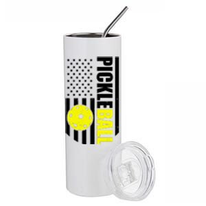 Pickleball USA Flag Love Playing Pickle Ball Stainless Steel Tumbler