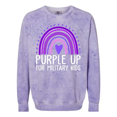 Purple Up For Miliartykids Rainbow Heart Colorblast Crewneck Sweatshirt