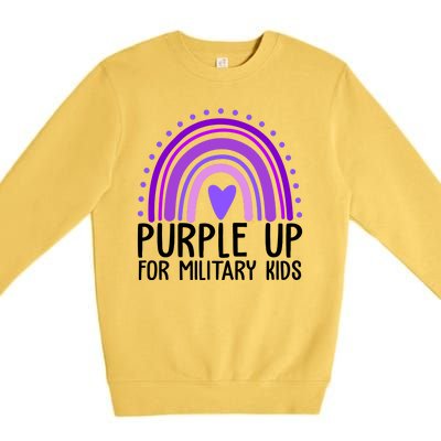 Purple Up For Miliartykids Rainbow Heart Premium Crewneck Sweatshirt