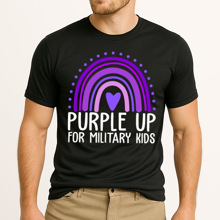 Purple Up For Miliartykids Rainbow Heart Cooling Performance Crew T-Shirt