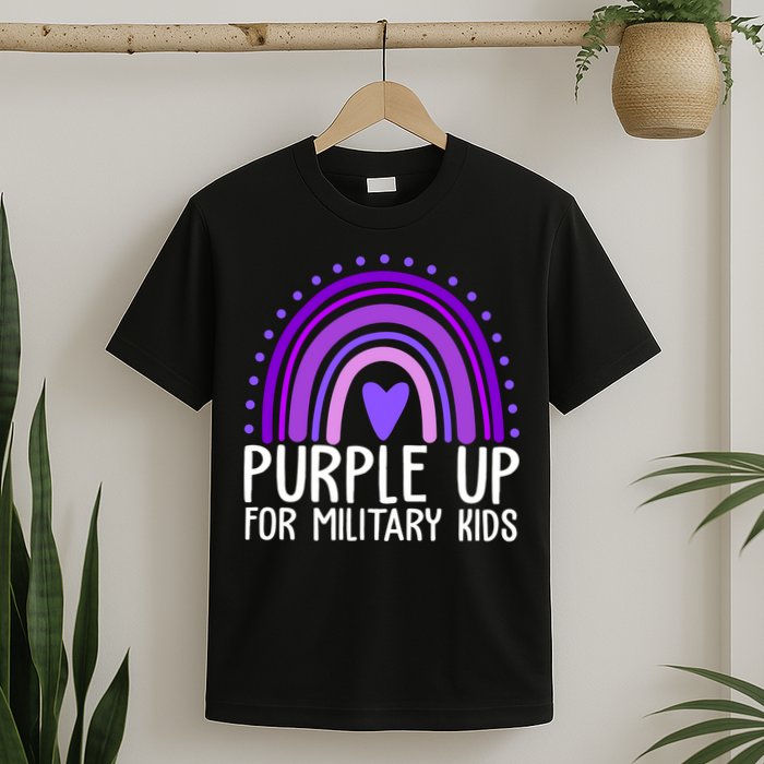 Purple Up For Miliartykids Rainbow Heart T-Shirt