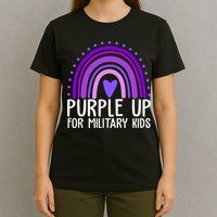 Purple Up For Miliartykids Rainbow Heart T-Shirt