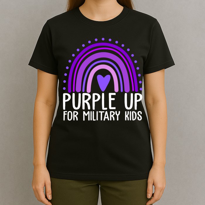 Purple Up For Miliartykids Rainbow Heart T-Shirt