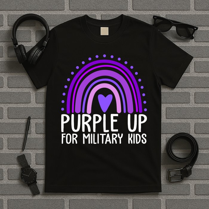 Purple Up For Miliartykids Rainbow Heart T-Shirt