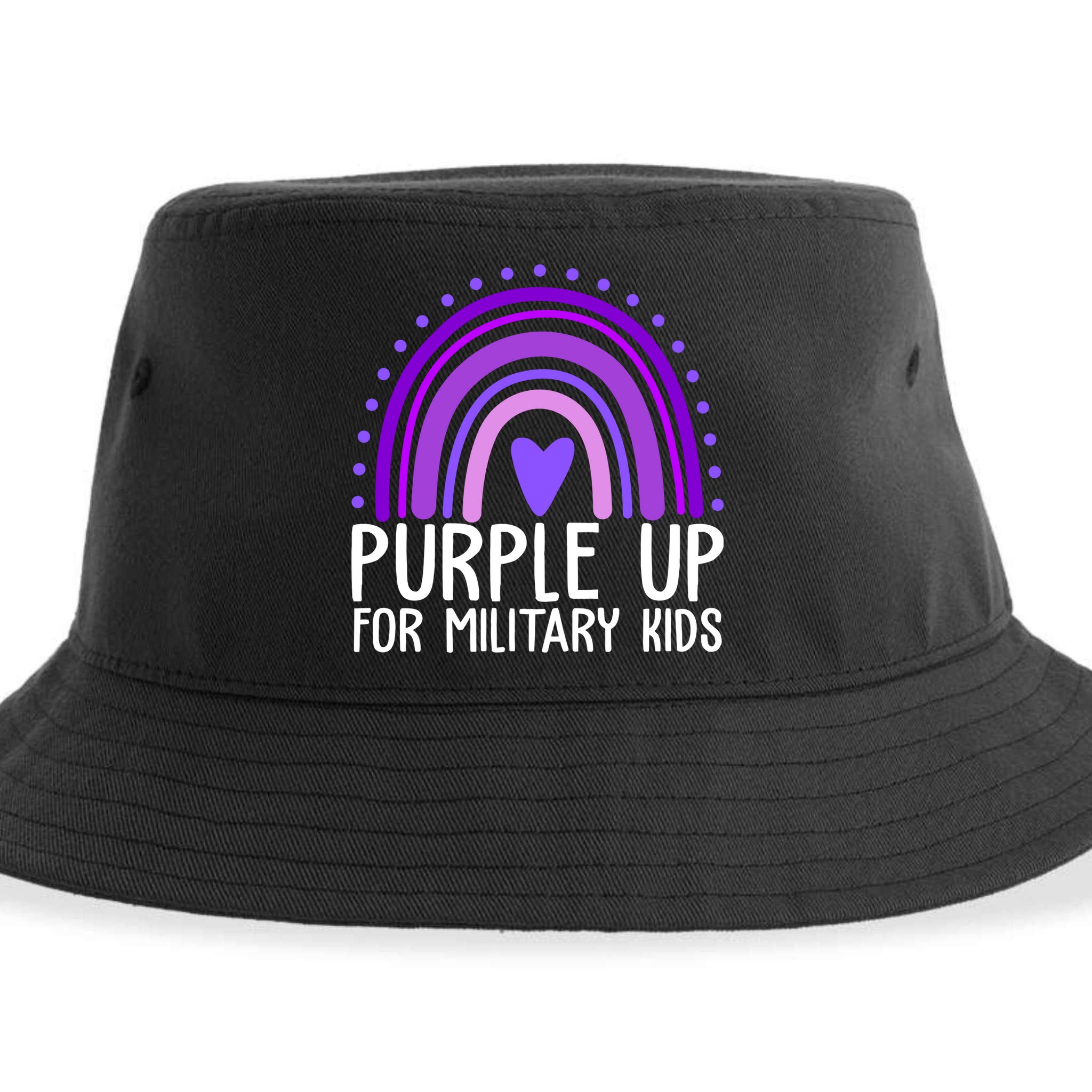 Purple Up For Miliartykids Rainbow Heart Sustainable Bucket Hat