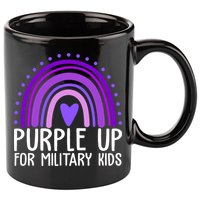 Purple Up For Miliartykids Rainbow Heart 11oz C Handle Ceramic Mug