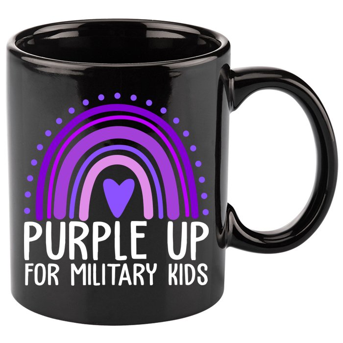 Purple Up For Miliartykids Rainbow Heart 11oz C Handle Ceramic Mug
