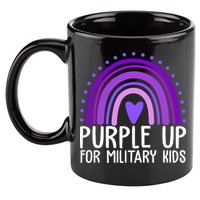 Purple Up For Miliartykids Rainbow Heart 11oz C Handle Ceramic Mug