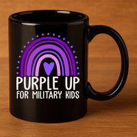 Purple Up For Miliartykids Rainbow Heart 11oz C Handle Ceramic Mug